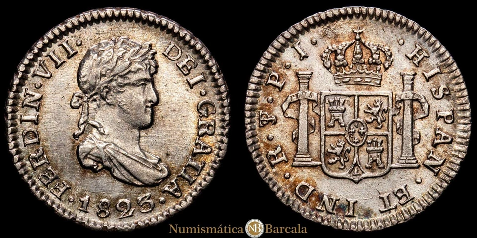  Fernando VII 1/2 Real (1,66g) 1823 Potosí P·J AC-438 EBC Foto 1 de 3