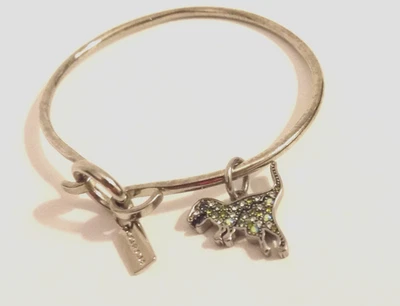 Brazalete vintage COACH tono plata acero inoxidable con diamantes de imitación REXY Charm Foto 1 de 4