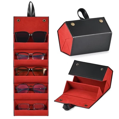 Travel Sunglasses Organizer, Foldable Sunglass Case with 5 Slots for Multiple - Image 1 of 4