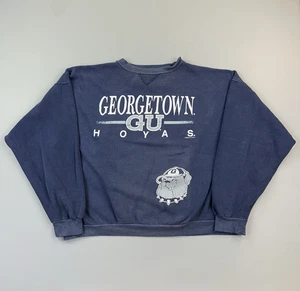 Vintage Georgetown Hoyas Sweatshirt Mens XL Logo Spell Out Pullover Boxy 90s - Picture 1 of 14