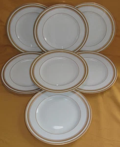 Série de 7 assiettes dessert porcelaine de Limoges blanche filets or - Imagen 1 de 7