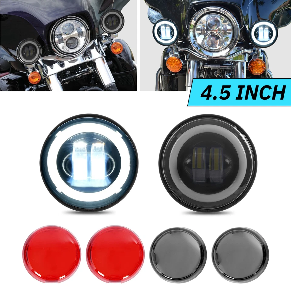 Paquete de 2 luces antiniebla LED de paso puntuales de 4,5" para modelos Harley Road King 1994-up Foto 1 de 4