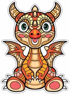 Colorful Baby Dragon Zentangle Mandala Car Bumper Window Sticker Decal 4"X5" - Picture 1 of 1