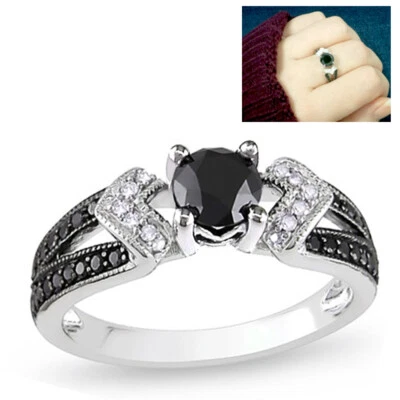 🔥 Solid 925 Sterling Silver Black Onyx Cz Pave Ring Engagement Wedding Band NEW - Image 1 of 4