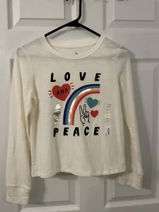 SO cream long sleeve girls peace & love tshirt new size large 10/12 - Picture 1 of 7