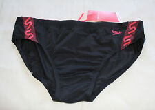 SPEEDO Endurance MENS Monogram Brief Swimwear 2XL Size 20 Black Red NE