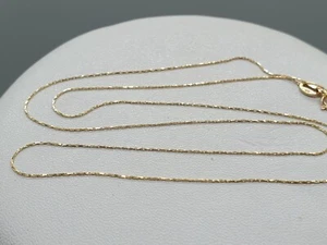 Shiny 14ct Yellow Gold Cobra Chain 14K 585 0.5mm Fine Rope Chain Necklace 17" - Picture 1 of 9