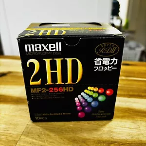 NIB NOS 10 Pack Maxell MF2-256 3.5” Floppy Disks 2HD Super RDII Made in Japan(?) - Afbeelding 1 van 7