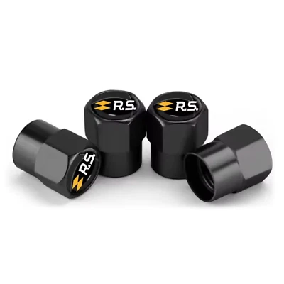 Black Anodised Renault Sport RS Valve Dust Caps For Clio Megane Twingo - Image 1 of 2