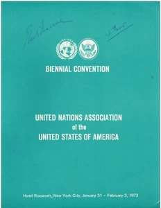 United Nations Convention Program Signed by Earl Warren & U Thant in 1973 w/ COA - Bild 1 von 4