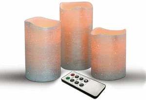 Decorazione natalizia tremolante fiamma costante argento candela set con telecomando - Foto 1 di 3