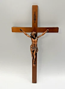 Bronze Copper Crucifix Cross 13 Inches Tall Made in USA Vintage - Picture 1 of 7