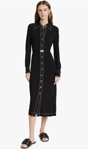 Maglietta da donna Tory Burch nuova con etichette $698 taglia 2 a maglia nera midi
