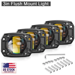 4X LED Work Light Bar 3inch Driving Flush Mount Fog Yellow White Offroad SUV ATV - Foto 1 di 10