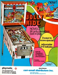 Jolly Ride Pinball Flyer Original Roller Coaster Carnival Art Playmatic - Picture 1 of 1