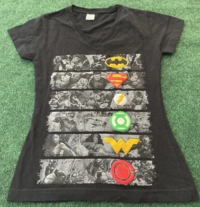 DC Graphic Logo Tee Shirt Women’s Black Size Small Short Sleeve V-Neck - Picture 1 of 5