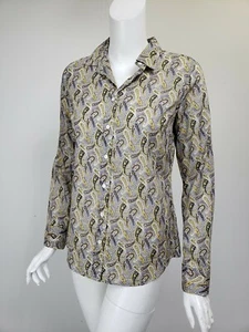 J CREW perfektes Hemd grau lila gelb weiß Paisley Baumwolle Button-Down Gr. 4 - Bild 1 von 3