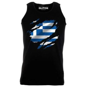 Torn Greece Flag Men's Vest Greek Athens Country national football cup - Picture 1 of 16