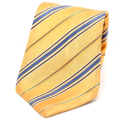 Hathaway 男式领带 100% 真丝条纹黄色浅蓝色 60 x 3.75 — 第 1/3 张图片