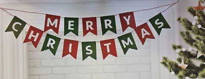 CHRISTMAS PARTY MERRY CHRISTMAS Felt Bunting Garland Banner Hanging Shop Decoration Party 1.5m
