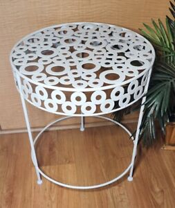 Vintage "Washer" Side Accent Table, Home & Garden Patio, Welded, Excellent Cond