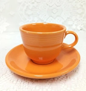 VTG FIESTA TANGERINE ORANGE Homer Laughlin Cup & Saucer FIESTA WARE - Picture 1 of 10