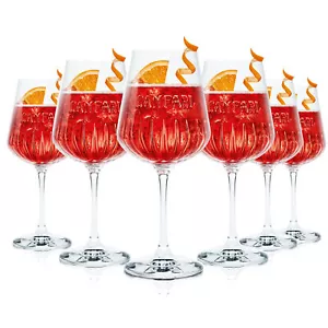 6x Campari Glas 0,49l Milano Signature Relief Gläser Set Spritz Bespoke Aperitif - Afbeelding 1 van 5