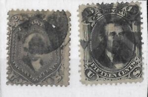 US Stamps 1870-71 #70 24c Washington & 15cLincoln #98 Used