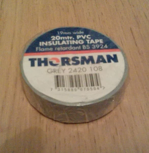 Thorsman GREY insulating tape19mm wide 20 metre roll pvc flame retardant - Picture 1 of 1