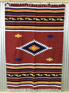 Handwoven Southwestern Style Blanket Table Cloth / Wall Hanging 5’x7’ Red Bright - Picture 1 of 1