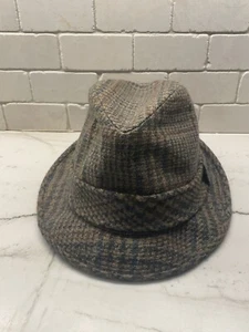 VTG CHAMP Men's Fedora Hat Size 7 Brown Green Plaid Wool Hat Sherlock - Picture 1 of 13
