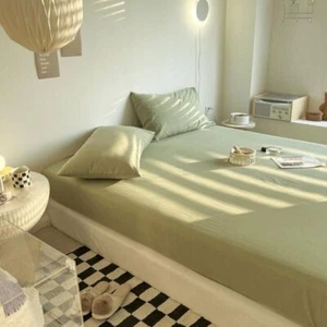 1 pcsModern Style Solid Color Fitted Sheet Mattress Cover Elastic Band Bed Sheet - Picture 1 of 35