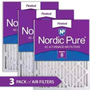 Nordic Pure 10" x 20" x 2" Dust Reduction Pleated MERV 8 Air Filter (3-pack) - Picture 1 of 4