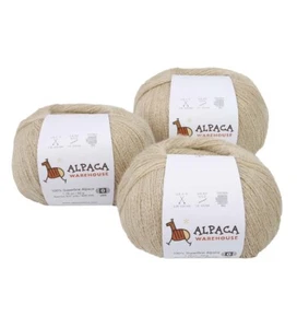 100% Alpaca Yarn Wool Set of 3 Skeins Fingering Lace Worsted Weight Soft Warm - Picture 1 of 128