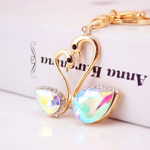 Sparkling Swans Crystal Diamante Rhinestone Bag Charms Handbag Keyring Pendant - Picture 1 of 5
