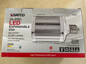 Satco 80W LED Hi-Lumen Shoe Box Style Lamp, 5000K/Mogul, White - S28932 - Picture 1 of 8