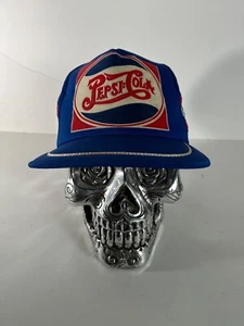 Vintage Pepsi Cola 3 Stripe Blue Mesh Snapback Foam Trucker Hat Rare - Picture 1 of 8
