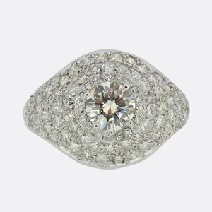 Vintage 0.90 Carat Diamond Bombe Ring - Platinum - Picture 1 of 4