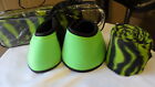 Showman No Turn Neoprene Bell Boots Lime AND ZEBRA LIME Polo Wraps! You get BOTH