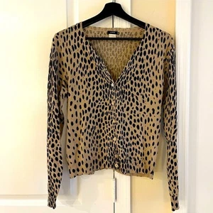 Vintage Y2K Animal Print J.Crew Merino Wool Cardigan, Size: S - Picture 1 of 12