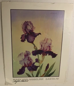 Signiertes Mary Ann Nibbelink Santa Fe Three Irises Druck Poster Vintage 1990 - Bild 1 von 7