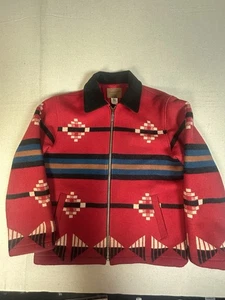 Vintage Pendleton Southwestern Aztec Wool Jacket Leather Collar- Women’s Medium - Picture 1 of 16