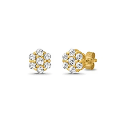 1.5Ct Lab Grown Diamond Composite Stud Earrings 10k Yellow Gold For Women 1.81gm - Image 1 of 4