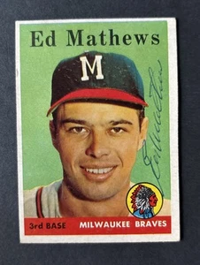 SIGNED Ed Mathews 1958 Topps AUTOGRAPH Card #440 Braves Hall Of Fame - Picture 1 of 2