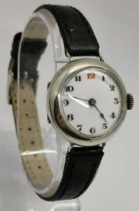 Vtg 1916 George Stockwell WW1 Era Solid 925 Sterling Silver 29mm Trench Watch - Picture 1 of 16