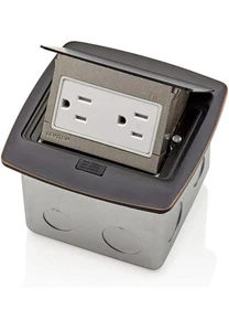 Leviton PFTR1-BZ Pop-Up Floor Box 15A Tamper Resistant Outlet Bronze - Picture 1 of 6