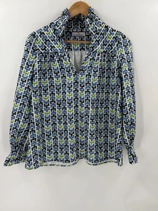 CK BRADLEY Aspen Langarmbluse geometrisches Muster Stehkragen Rüschen XSMALL - Bild 1 von 14