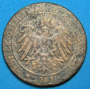 German East Africa 1 Pesa Copper Coin 1890 to 1892 Low Grade, KM-1, Combined S/H - Picture 1 of 2