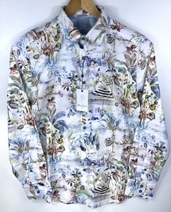 Neu Robert Graham weiß Holland klassische Passform Knopfleiste Hemd XL Blumen Flip Manschette - Bild 1 von 7