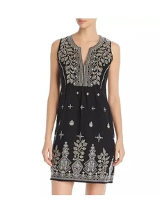 JOHNNY WAS Black & White & Beige Exquisitely Embroidered Tank Dress Linen XXL - Picture 1 of 14